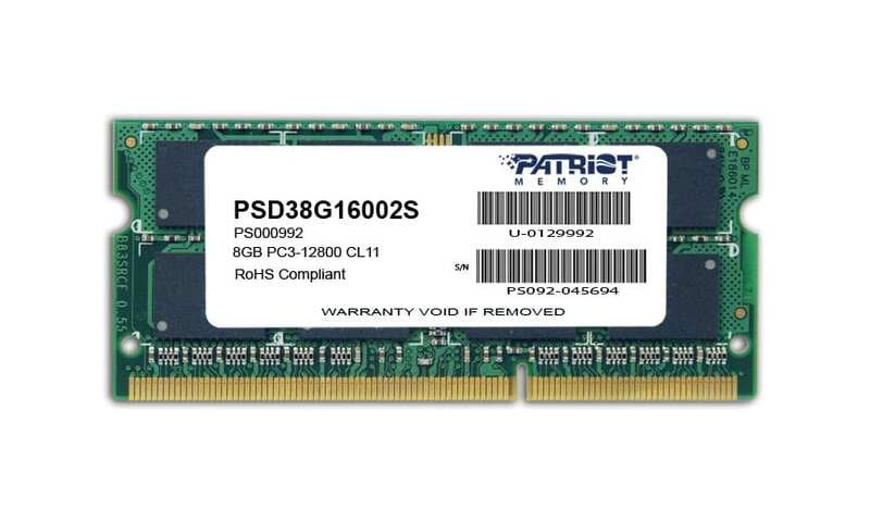 PSD38G16002S Patriot Signature Line 8GB 1600MHz DDR3 Dual Rank SODIMM Notebook Memory PSD38G16002S Patriot Signature Line 8GB 1600MHz DDR3 Dual Rank SODIMM Notebook Memory