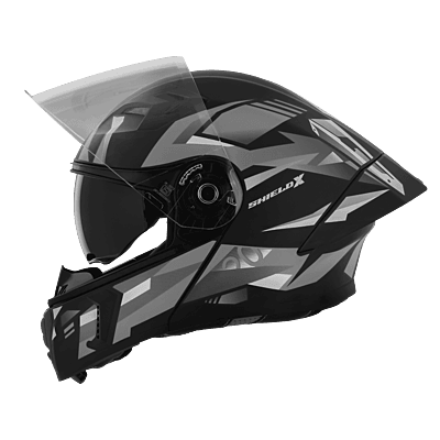 STEELBIRD SBA-20 SHIELD X GLOSSY BLACK/GREY C/V 600 MM WITH EXTRA SMOKE VISOR