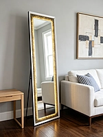 Black frame with LED crush diamond bevel mirror (with stand,26*69 INCH)