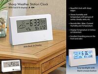 Sharp Weather Station Clock Backlit