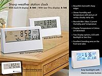 Sharp Weather Station Clock Clear Display