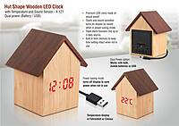 Wooden LED Clock Temperature & Sound Sensor