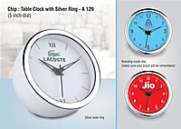 Silver Ring Table Clock 5 Inch Dial