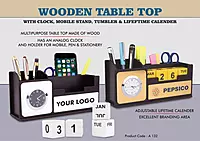 Wooden Table Top With Clock