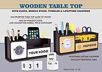 Wooden Table Top With Clock