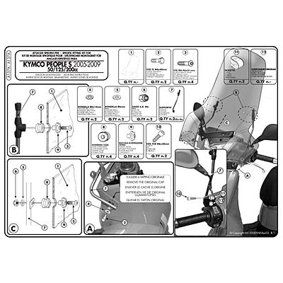 KAPPA KYMCO SCREEN BRACKET a137a - PEOPLE S 50 / 125 / 200 (05-15)