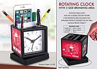 Rotating Clock with Pen Stand & Branding Area