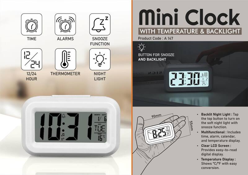 Mini Clock with Temperature & Backlight