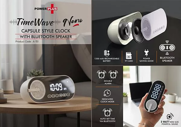 TimeWave Nano: Capsule style clock with Bluetooth speaker