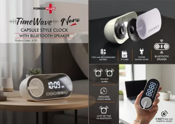 TimeWave Nano: Capsule style clock with Bluetooth speaker