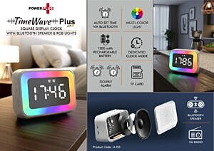 TimeWave Plus: Square display clock with Bluetooth speaker & RGB Lights