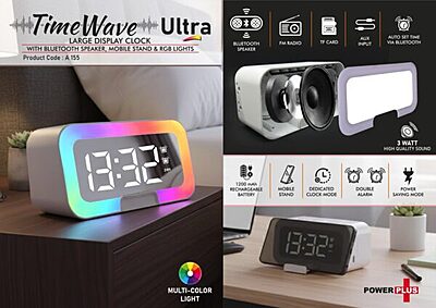 TimeWave Ultra: Large Clock with Bluetooth speaker