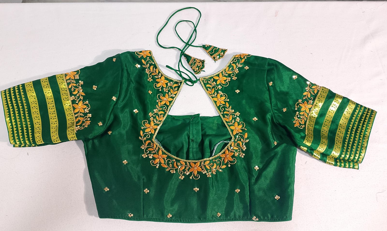 N429: Ready To Ship Beautiful Pure Kanchipattu Saree With Stitched Maggam Work Blouse