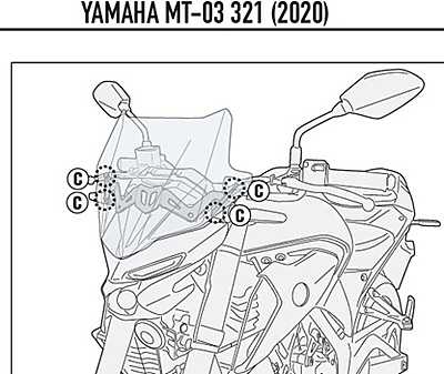 KAPPA YAMAHA SCREEN BRACKET  A2151AK - MT-03 321 (20-22)