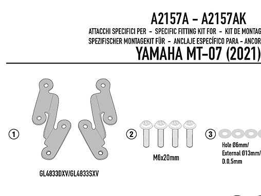KAPPA YAMAHA SCREEN BRACKET A2157AK - MT-07 (21-22)