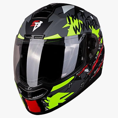 STEELBIRD SBA-7 ISS WINNER GLOSSY BLACK/FLUO NEON C/V (M)