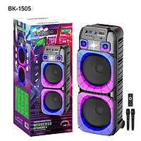 BK-1505 Wireless Karaoke Speaker System with LED Lights, Dual Microphones & Remote