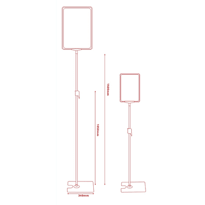 A4 FRAME RED OR BLACK COLOR(FULL SET with TELESCOPHIC stand