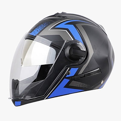 STEELBIRD SBA-2 ISS REED GLOSSY BLACK BLUE D/V (SILVER) (L)