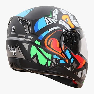 STEELBIRD SBA-7 ISS BIRDIE GLOSSY BLACK/FLUO GREEN C/V (M)