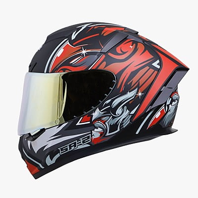 STEELBIRD SA-2 VILLAIN GLOSSY BLACK/RED C/V (L) + EXTRA CHROME VISOR