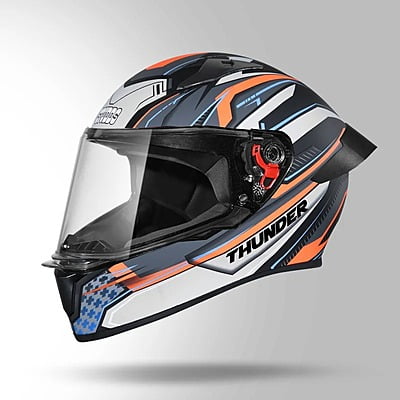 STUDDS THUNDER D8 BLACK N4 GREY C/V (L) WITH SPOILER AND MIRROR VISOR