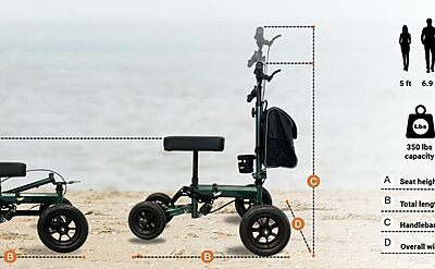Helavo Scooter de Rodilla Ajustable para Adultos con Suspensión, Ruedas de Goma Todo Terreno Helavo Scooter de Rodilla Ajustable para Adultos con Suspensión, Ruedas de Goma Todo Terreno