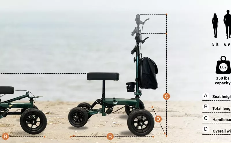 Helavo Scooter de Rodilla Ajustable para Adultos con Suspensión, Ruedas de Goma Todo Terreno