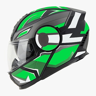 STEELBIRD SBH-40 ISS SPEED GLOSSY BLACK/GREEN C/V 580 MM