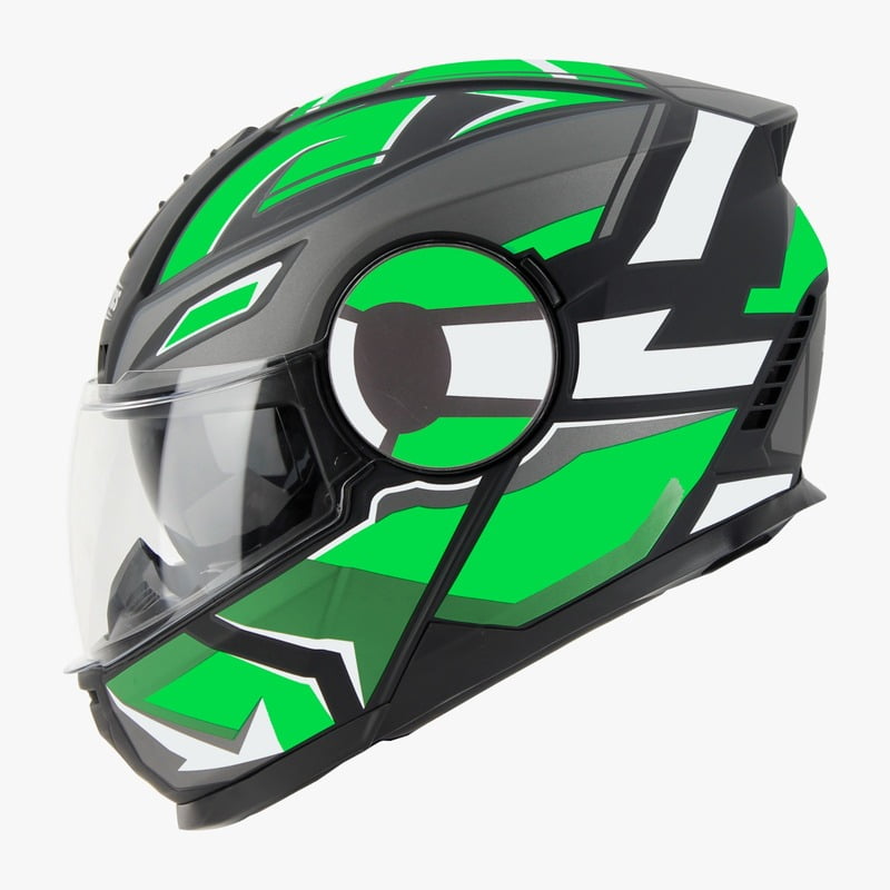 STEELBIRD SBH-40 ISS SPEED GLOSSY BLACK/GREEN C/V 580 MM
