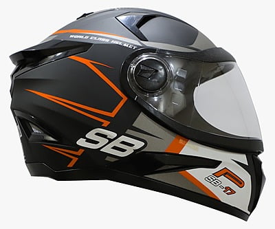 STEELBIRD SBH-17 ROBOT ICE MATT BLACK/FLU L.ORANGE C/V (L)