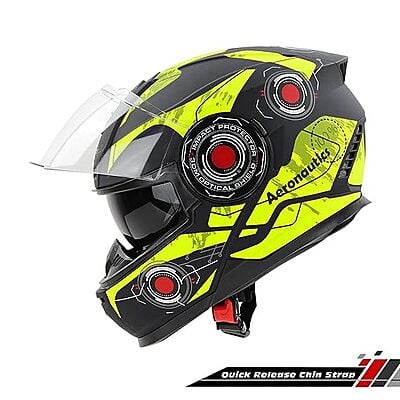 STEELBIRD SBH-40 ISS ASSASIN MATT BLACK/NEON C/V 580 MM