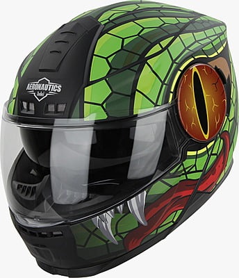 STEELBIRD SBH-40 ISS MAMBA GLOSSY BLACK/GREEN C/V 600 MM