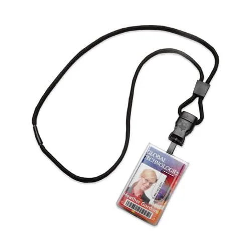 AbilityOne® - NSN6988431 - Dual Card ID Holder - Vertical - Top Load - Frosted - w/Cord Style Lanyard