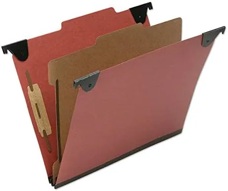 AbilityOne® - NSN6816249 - Hanging Classification File Folders - 1 Divider - 4 Sections - Letter - Red