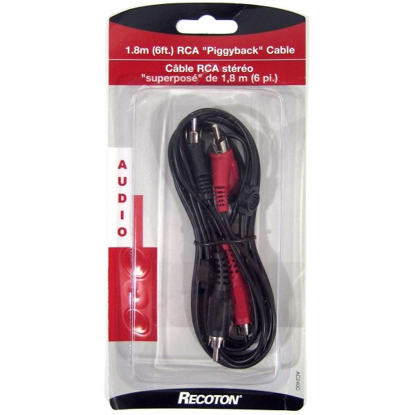Recoton 6' RCA Piggyback Stereo Audio Cable Recoton 6' RCA Piggyback Stereo Audio Cable