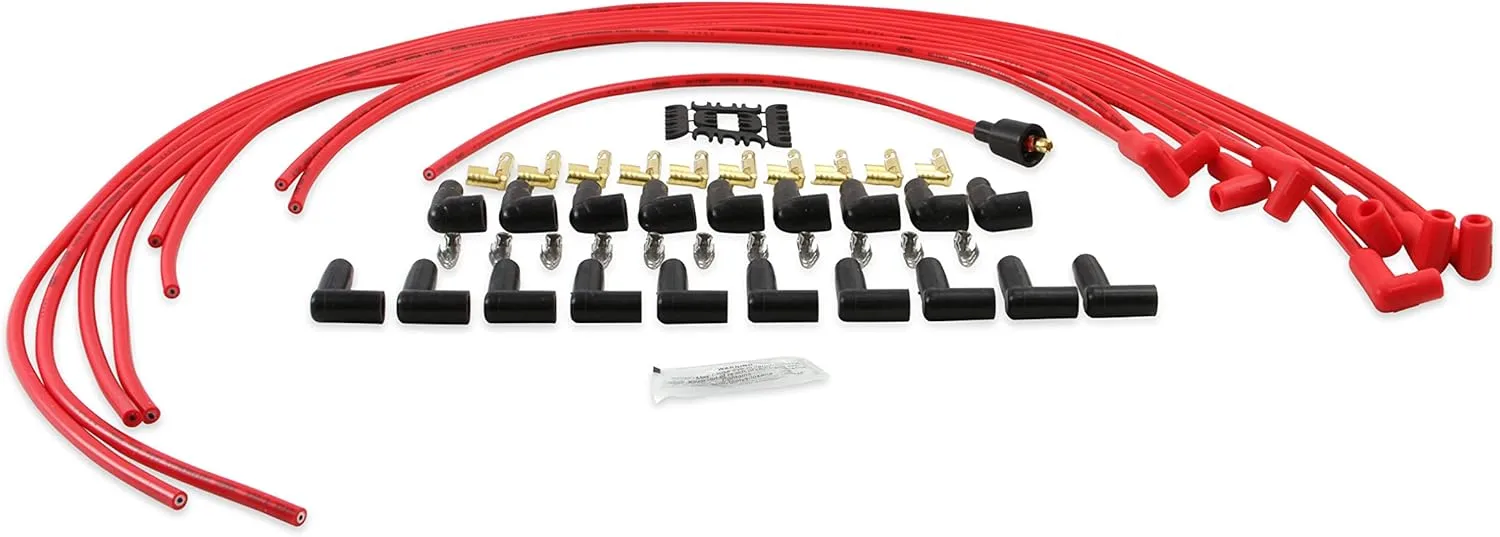 ACCEL 4041R Spark Plug Wire Set- 8mm - Super Stock Universal with Graphite Core - Red Wire with Red 90 Degree Boots