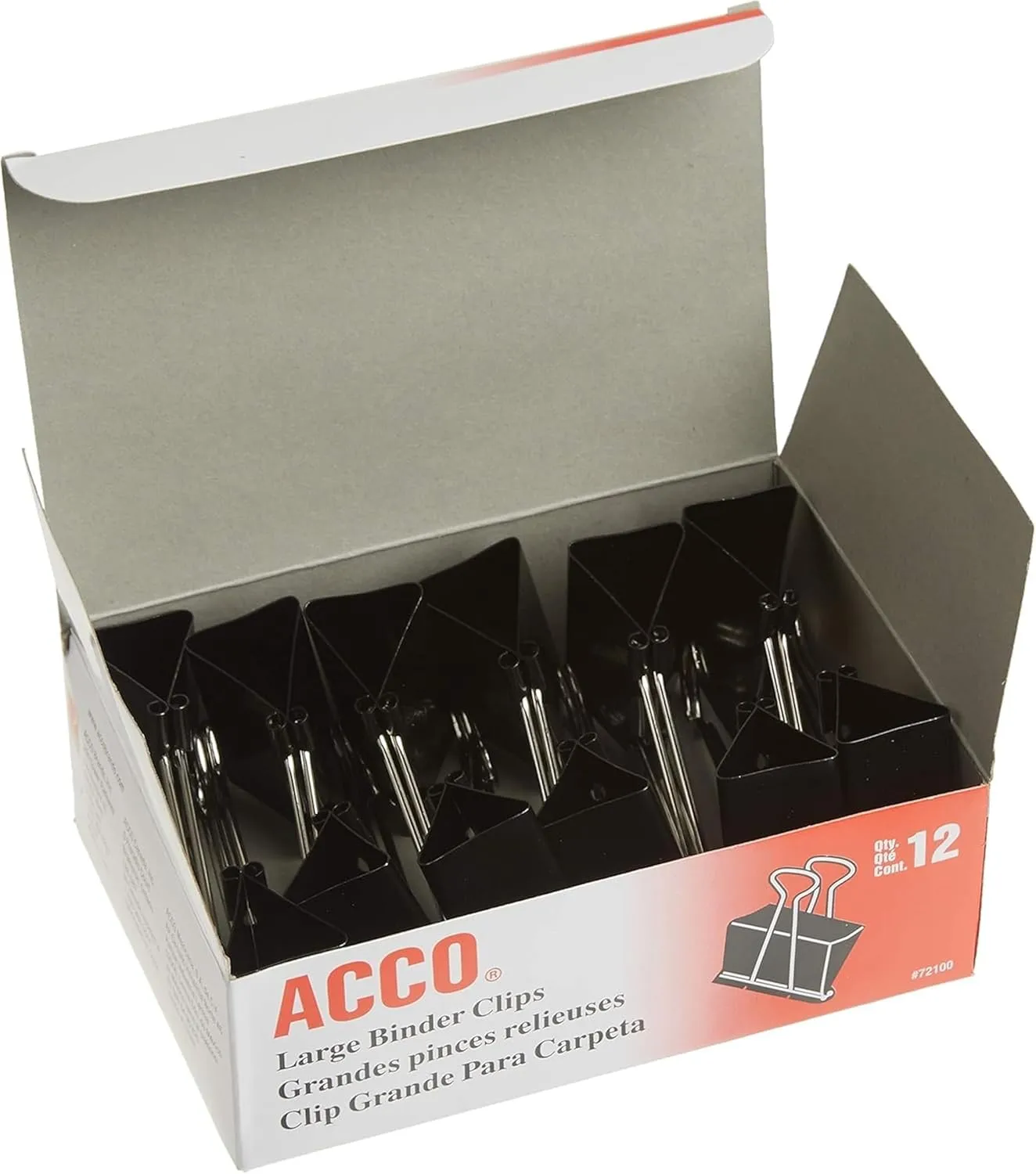 ACCO Binder Clips, Large 2" Wide, Box of 12 (72100)