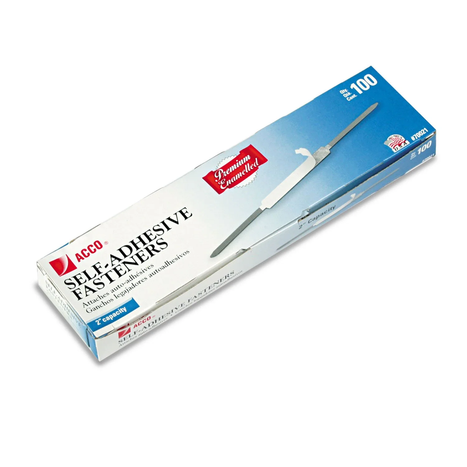 ACCO Self-Adhesive Fasteners, 2" Capacity, Premium, 100/Box (70021)