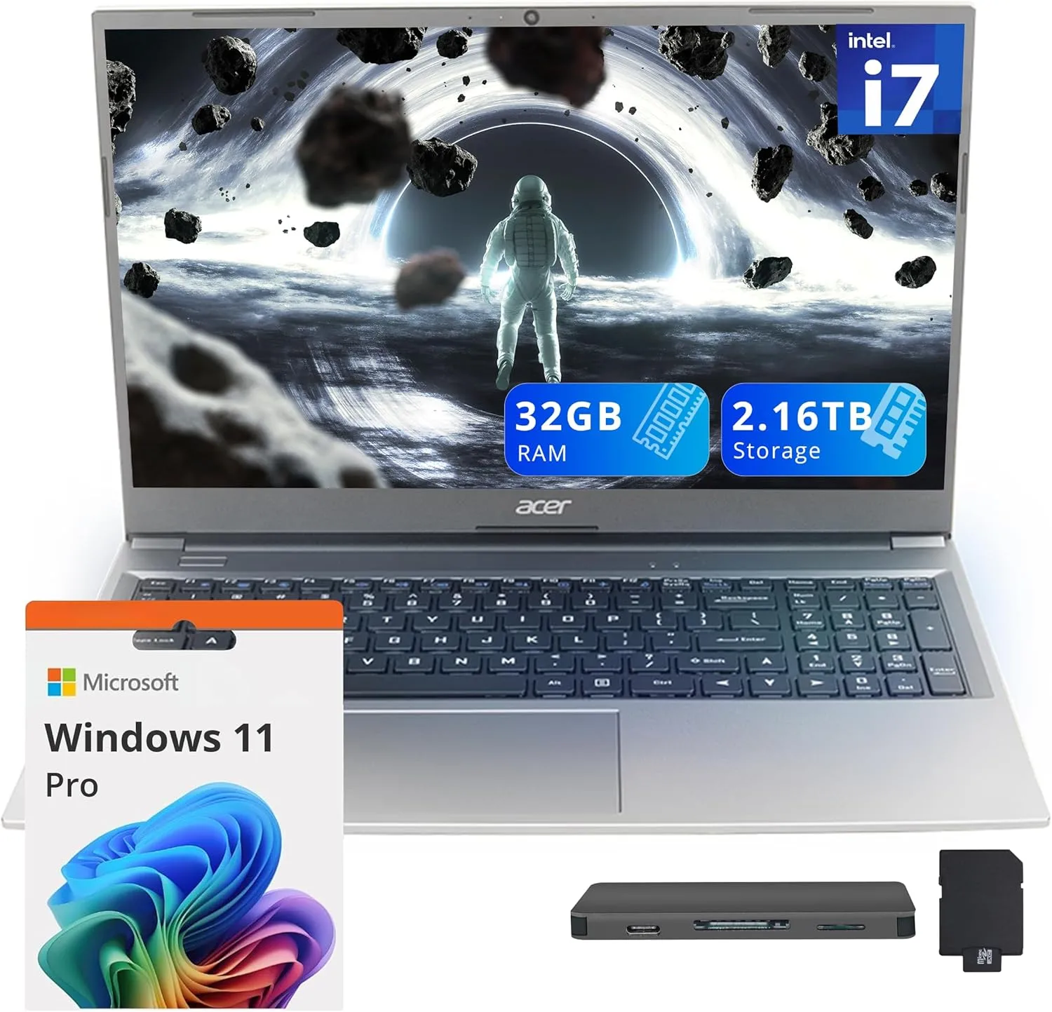 Acer Aspire Lite 15.6" FHD Laptop - i7-1255U, 32GB, 2.16TB, Backlit, Gray