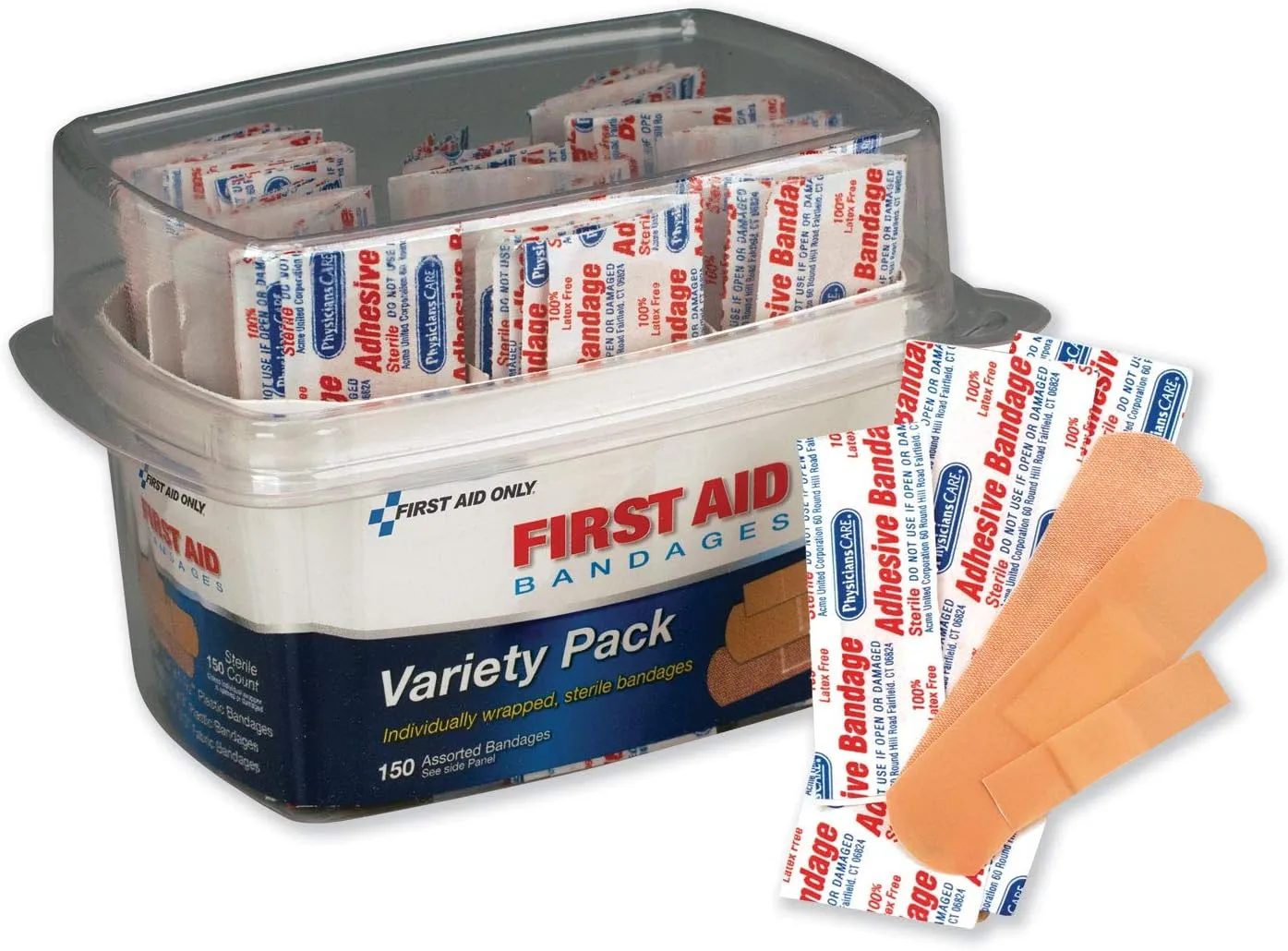 First Aid Bandages, Assorted, 150 Pieces/Kit