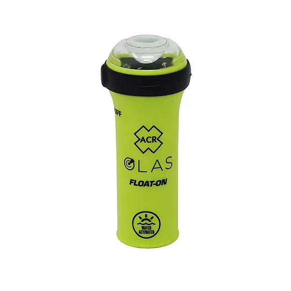 ACR OLAS FLOAT-ON Man Overboard System for adults, kids, and pets with integrated LED Flashlight and Water Activated Strobe
