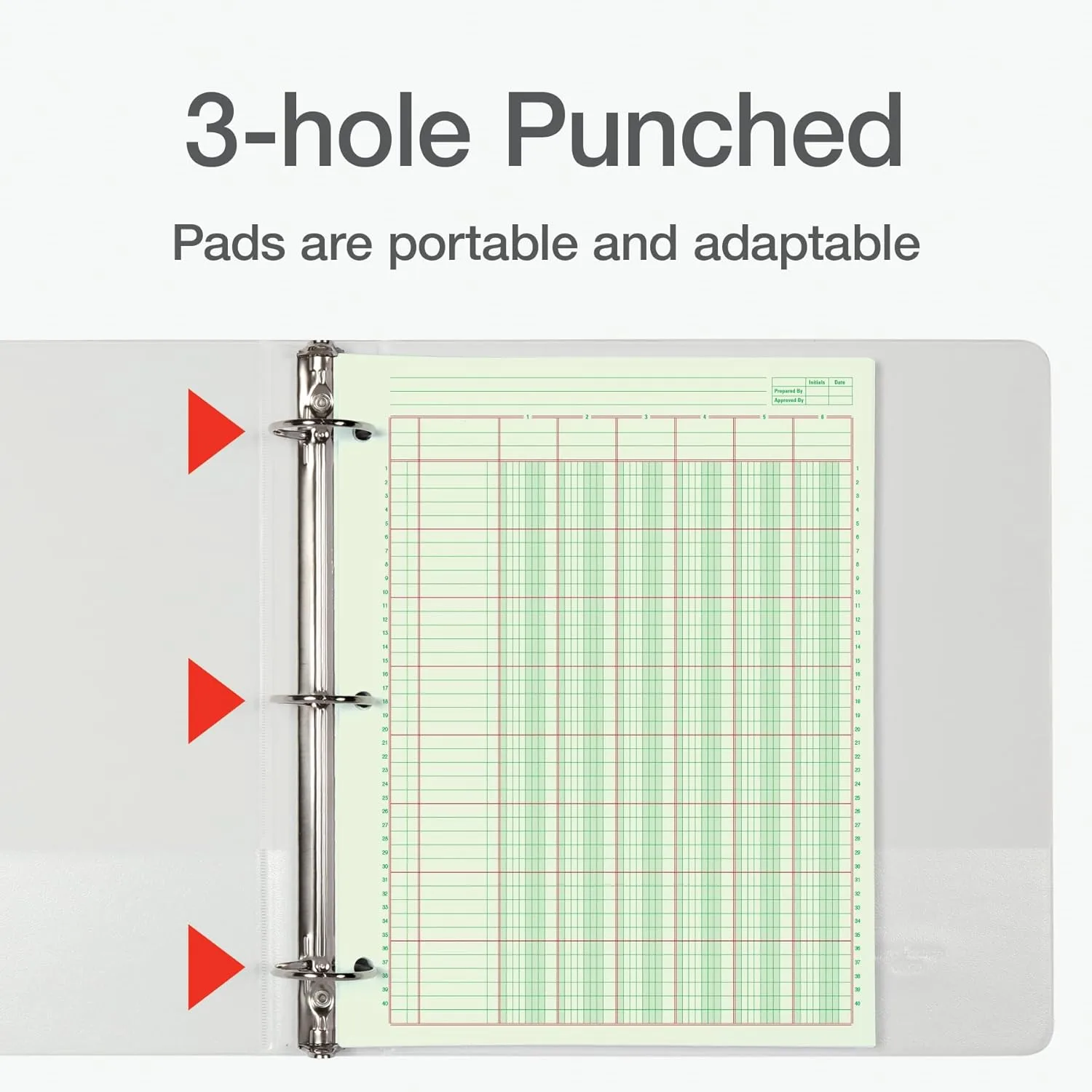 Adams Analysis Pad, 8 1/2" x 11", 100 Pages (50 Sheets), 6 Columns, Green