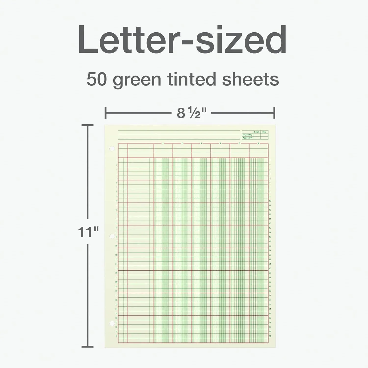 Adams Analysis Pad, 8 1/2" x 11", 100 Pages (50 Sheets), 6 Columns, Green