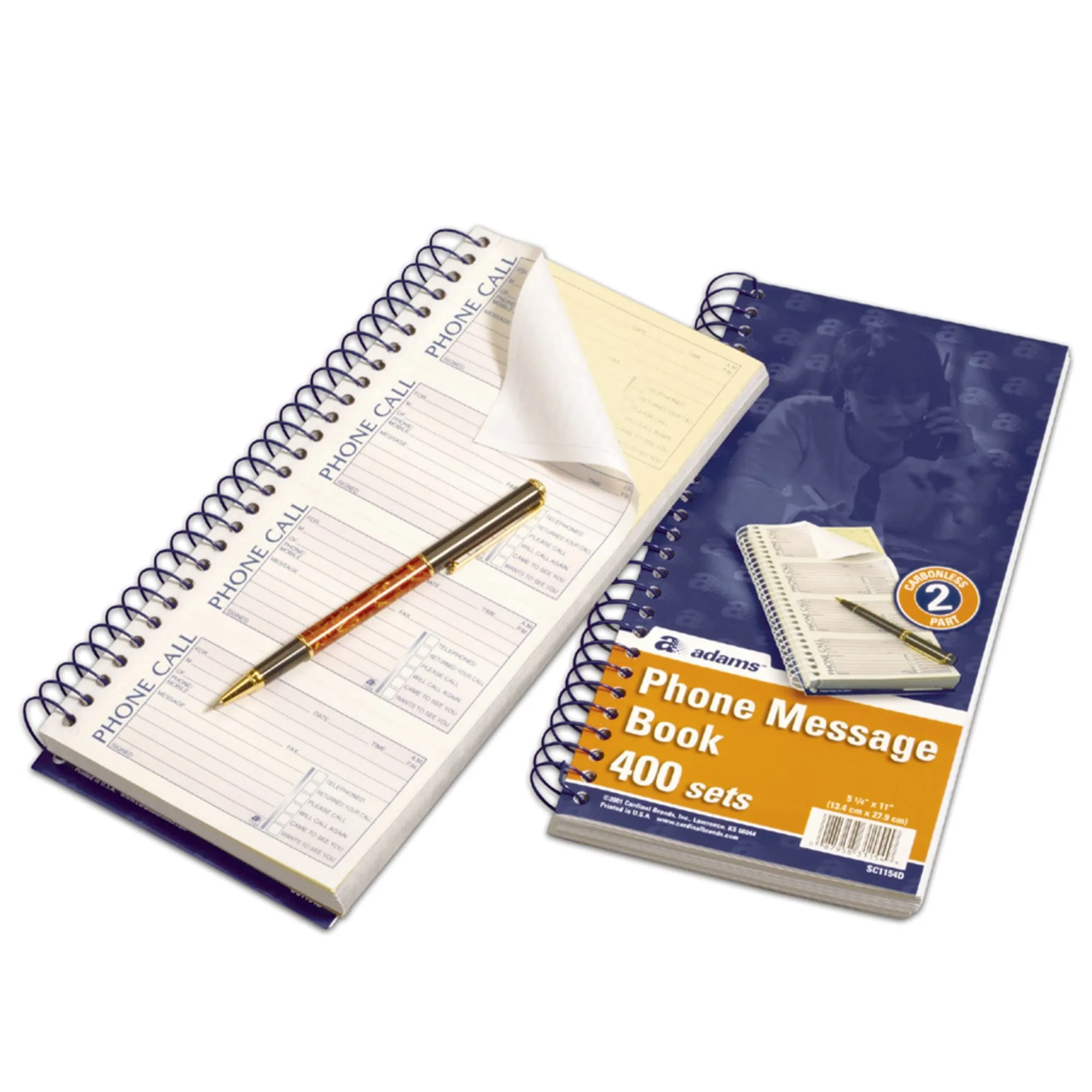 Adams Message Book/Phone Call, Carbonless Duplicate, 5.50 x 11 Inches, 5 Pack
