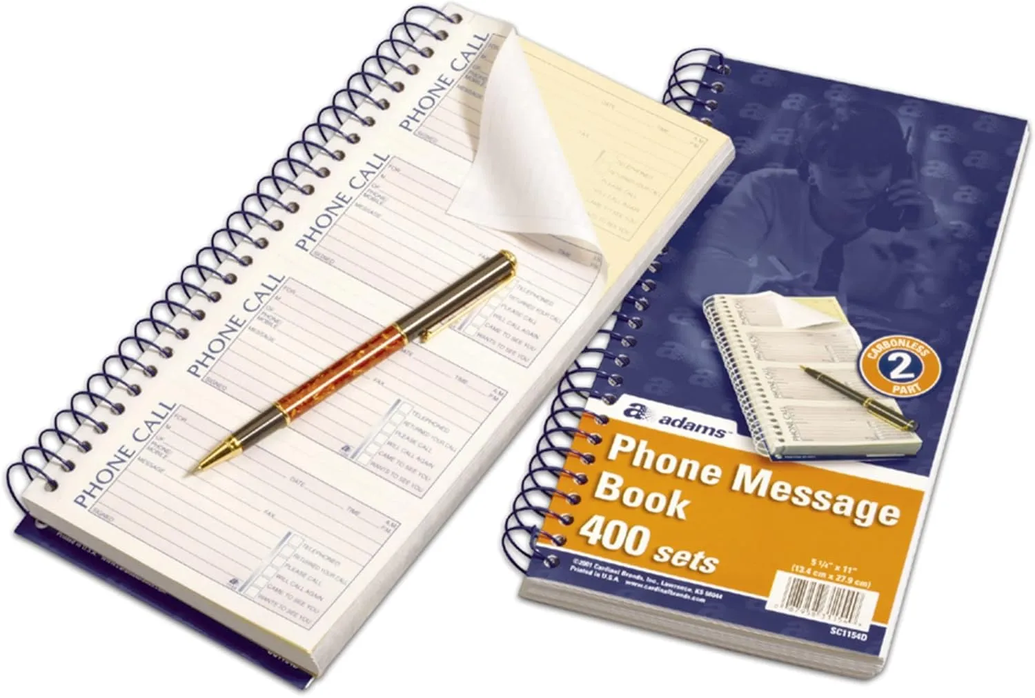 Adams Message Book/Phone Call, Carbonless Duplicate, 5.50 x 11 Inches, 5 Pack