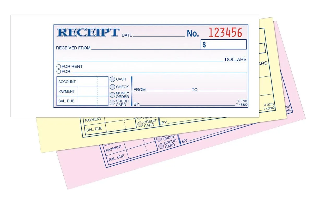 Adams Money/Rent Receipt Book, Carbonless, 3-Part, 2-3/4 x 7-3/16 Inches, 50 Sets per Book (TC2701)
