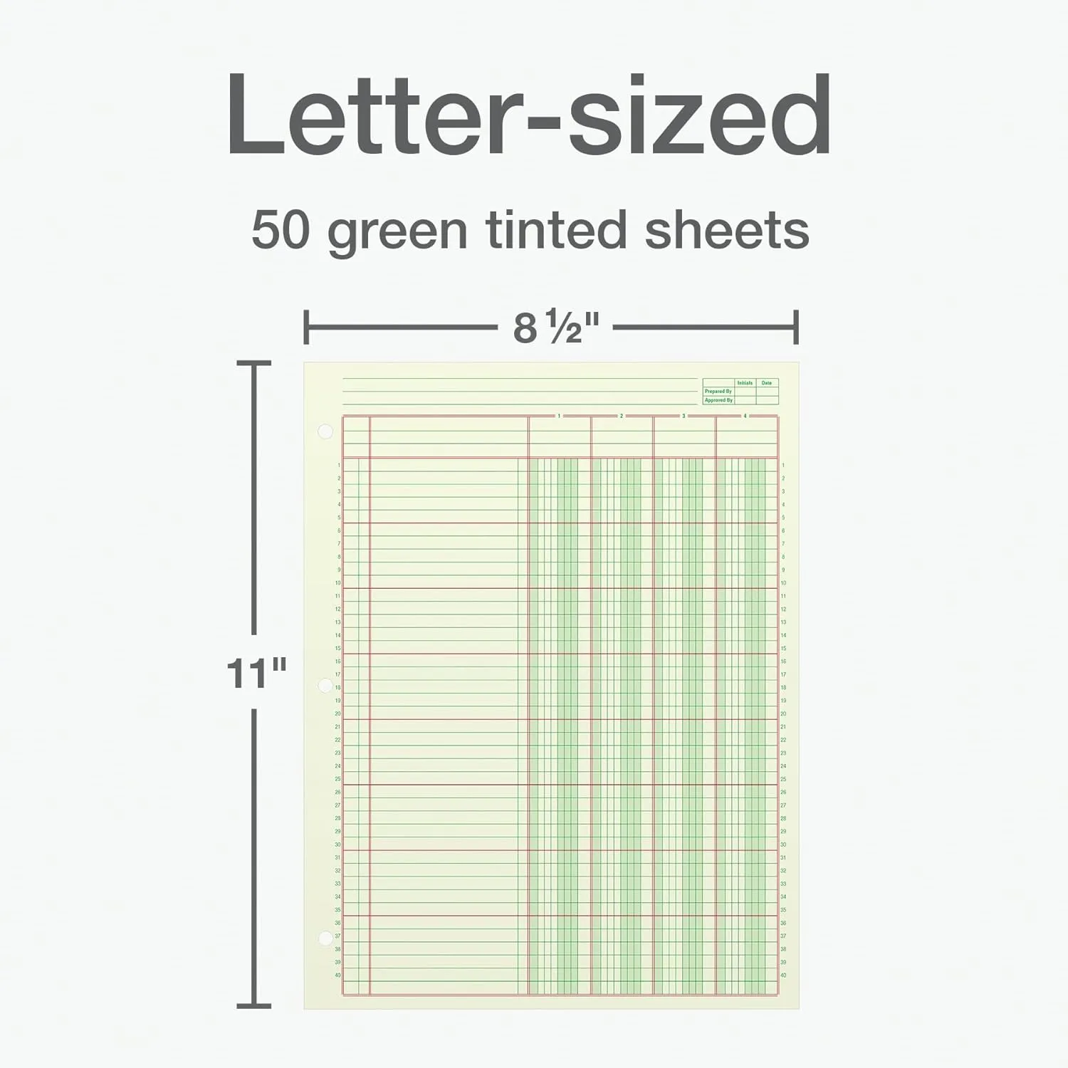 Adams Columnar Analysis Pad, 4 Column Ledger, 8.5" x 11", 100 Pages (50 Sheets), Green, 3 Hole Punch, for Accounting, Bookkeeping & Data (ACP85114)