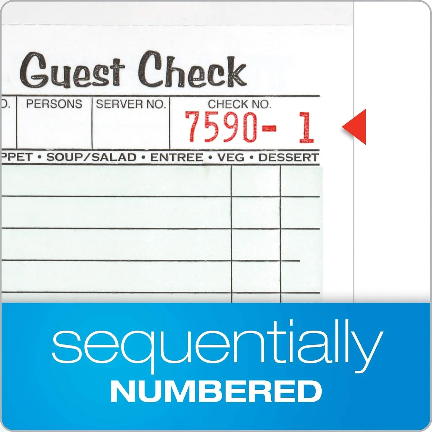 Adams Guest Check Pads, Single Part, Perforated Guest Receipt, 3-2/5" x 6-1/4", 50 Sheets per Pad, 10 Pack (525SW), White