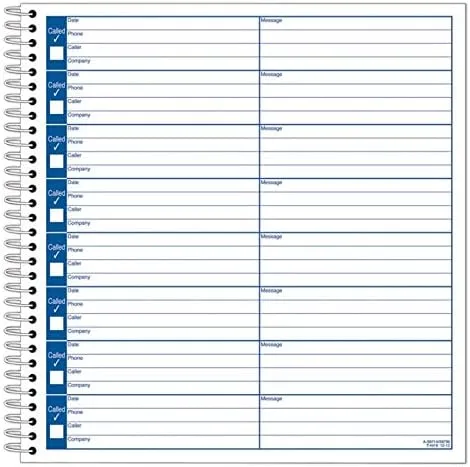 Adams Voice Mail Log, 8 1/4 x 8 1/2 in, Spiral Bound, 120 Pages, White/Canary Yellow